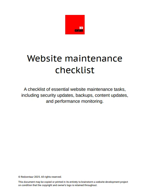 Website maintenance checklist front page