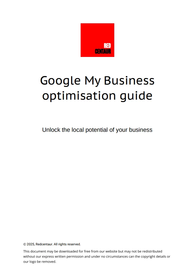 Frontpage of the Google My Business optimisation guide